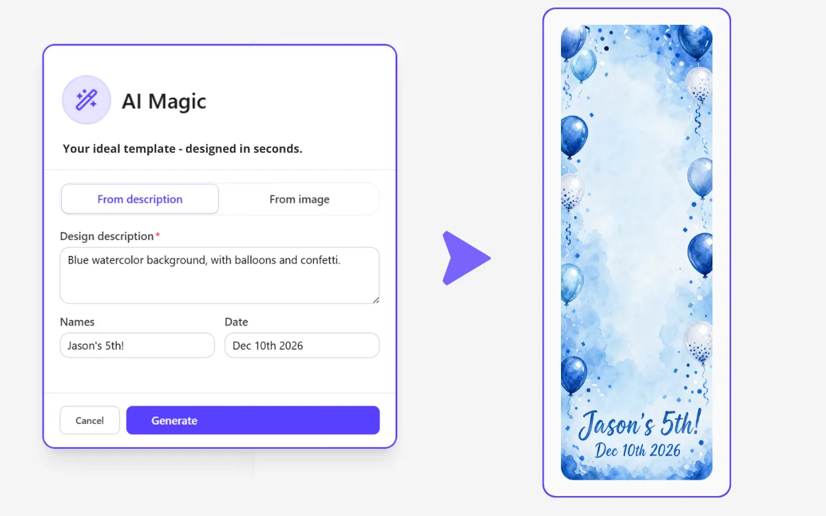 AI Magic genereert een stripachtergrond op basis van een uitnodiging